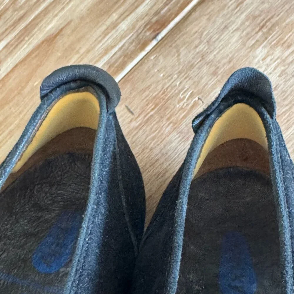 Wolkey Black Suede Slip on Comfort Rubber Bottom Sole Ballet Flats Size 10.5